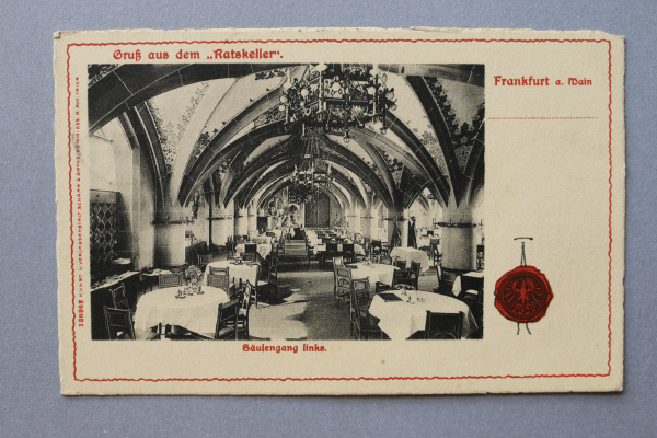Postcard PC Frankfurt Main 1900-1920 Gruss aus dem Ratskeller Town architecture Hessen